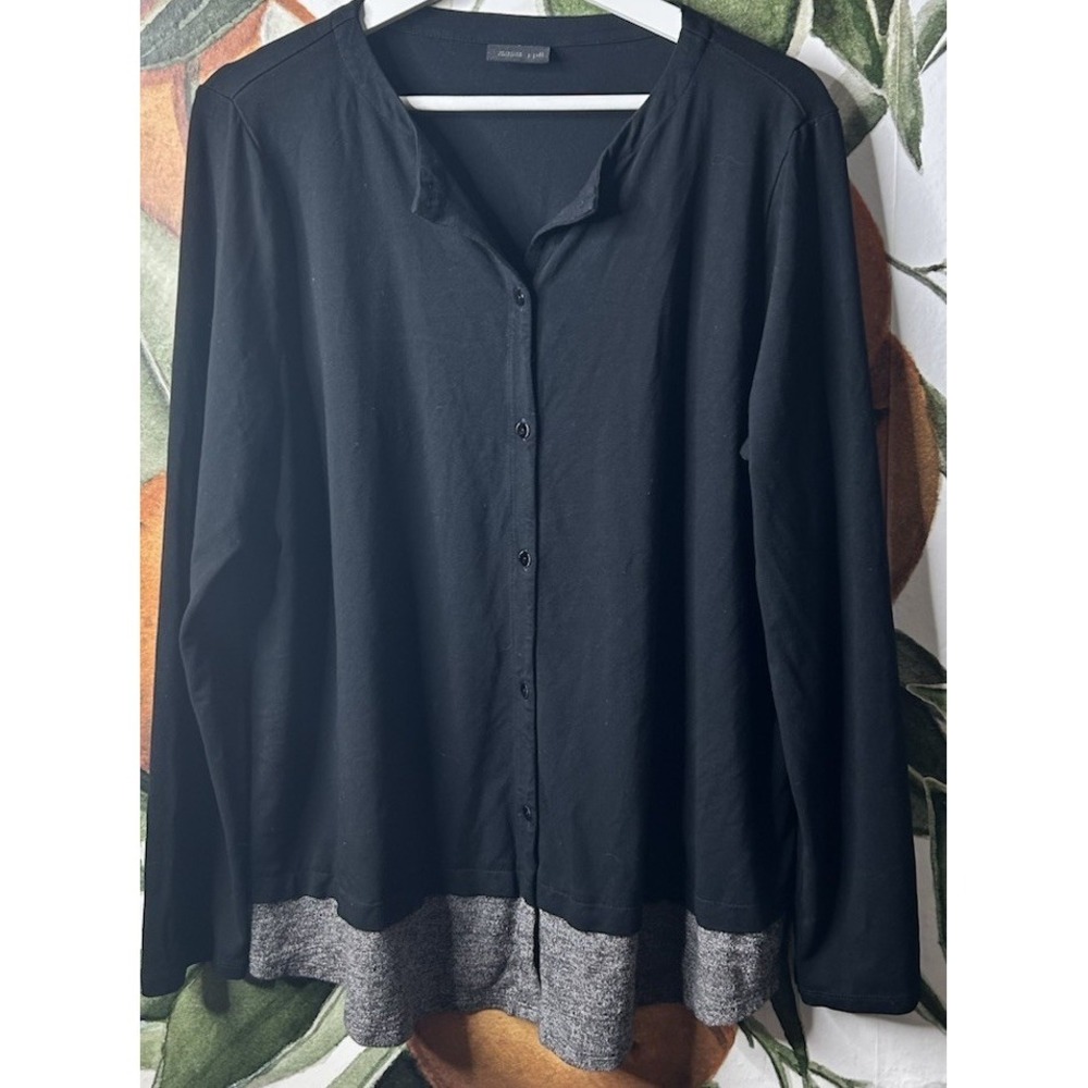 J Jill Wearever Collection XL Black Jersey Knit Button Front Cardigan Sweater‎